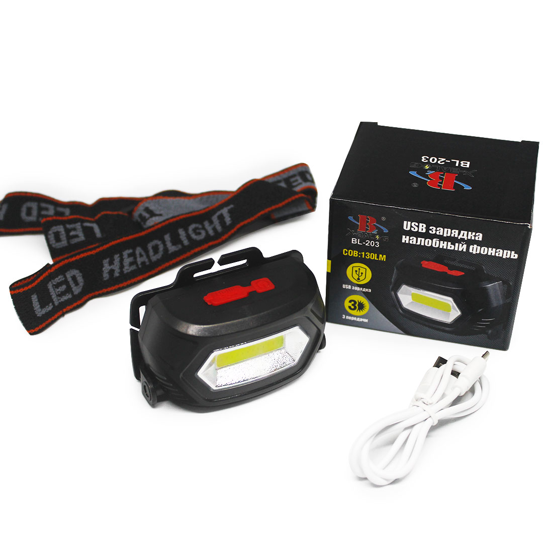 Налобний ліхтар BL 203 COB із зарядкою від USB — 3