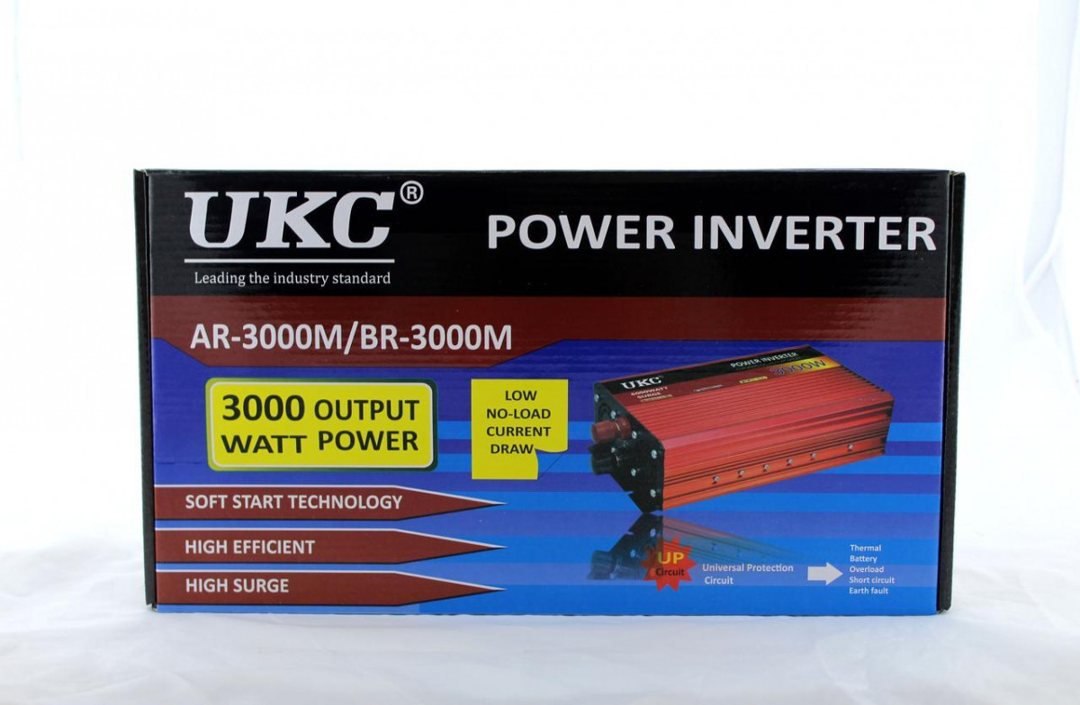 Перетворювач, інвертор UKC AR - AC/DC, 12/220v, 3000W — 3