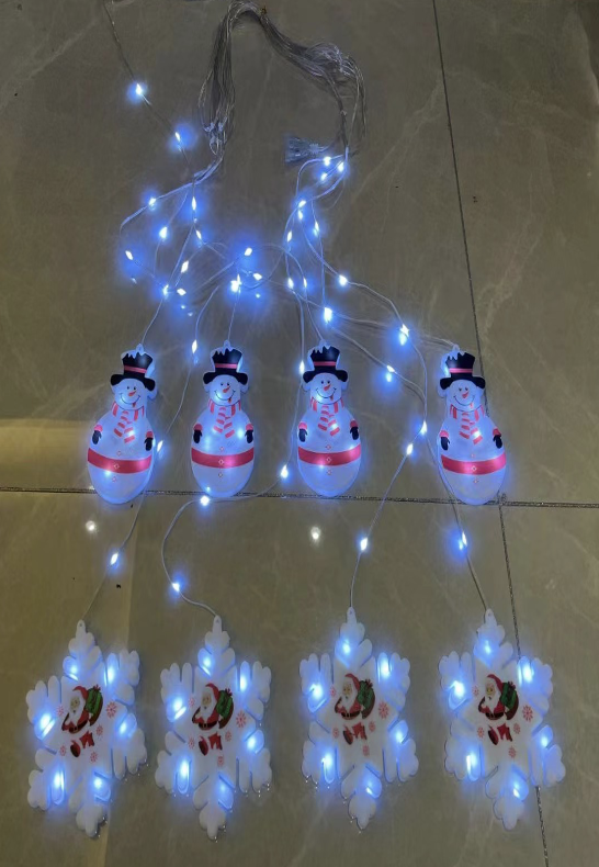 Xmas Гірлянда Штора Фігурки 3D сніговика та сніжинки 3m*70cm 95L Білий W