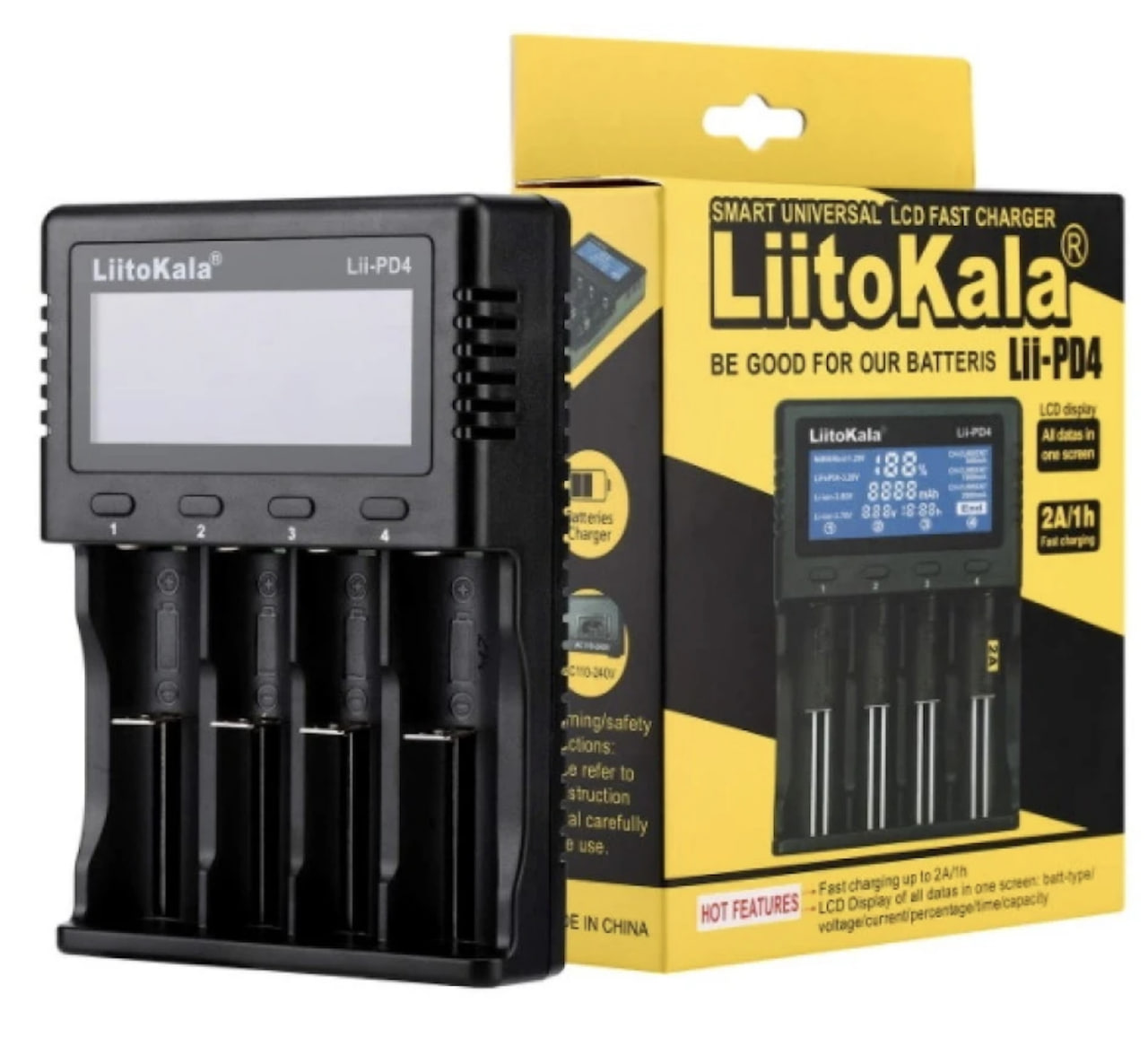 Універсальний зарядний пристрій LiitoKala Lii PD4 АА, ААА, 18650, 26650, 21700 Li-Ion c LCD