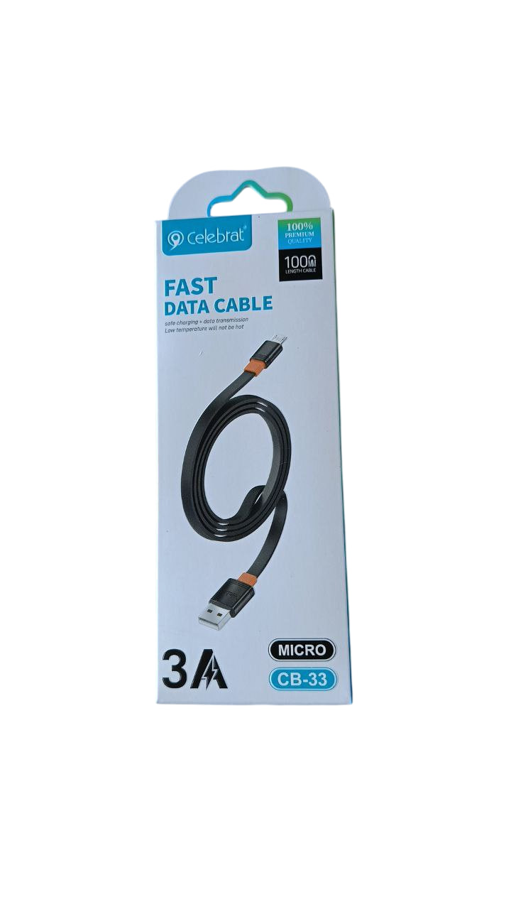 Кабель плоский, USB-microUSB, 3A, CB-33