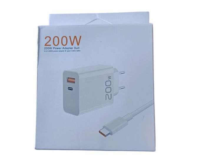 Адаптер USB, Type-C + кабель USB-Type-C 200W, USB/PD