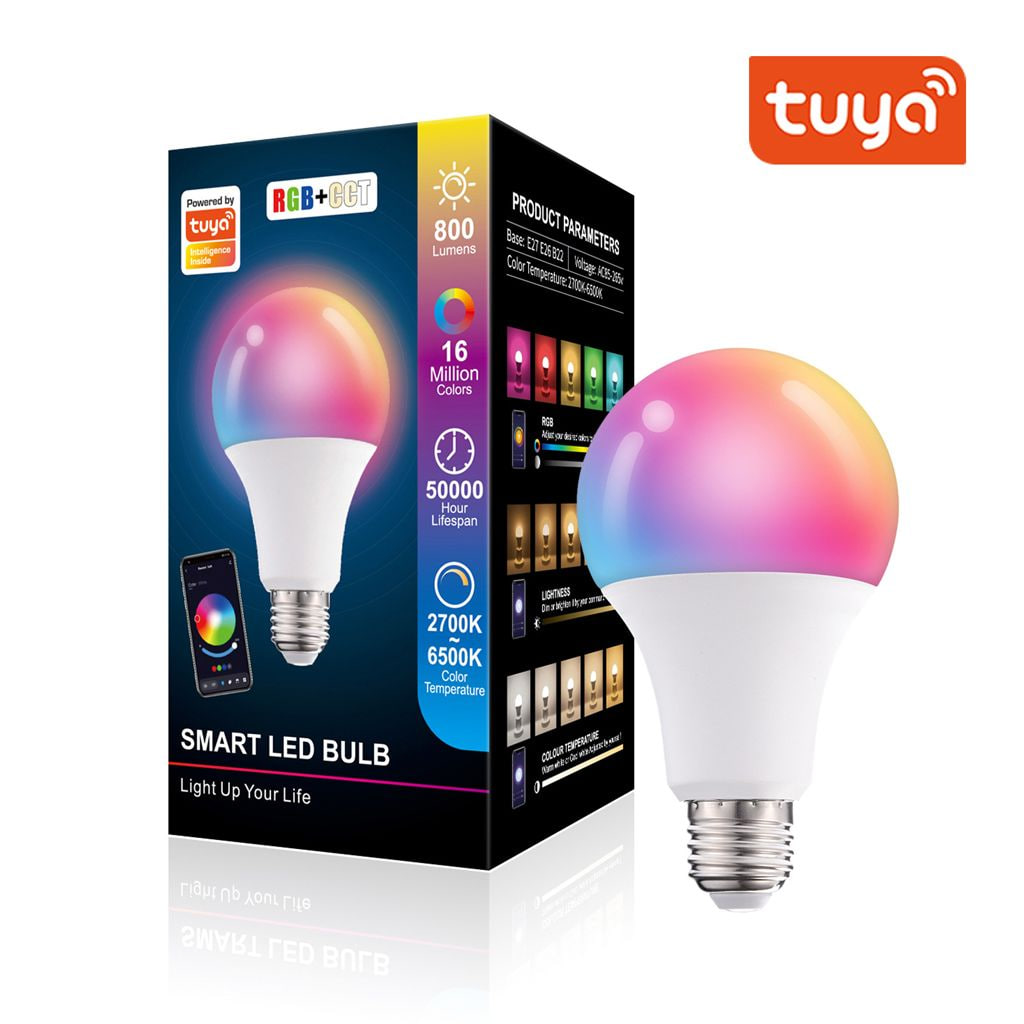 Смарт лампочка RGB, E27, WIFI (APP TUYA)