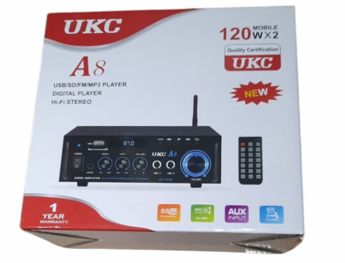 Підсилювач А8 USB/SD/FM/AUX 2ch.