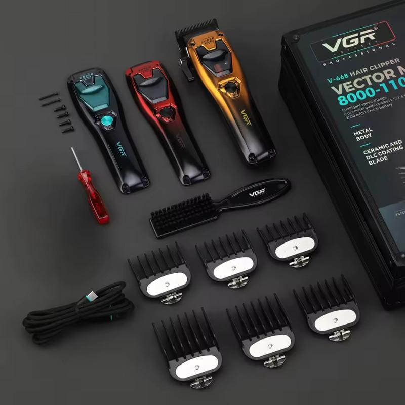 Акумуляторна машинка для стрижки V-668 із змінними накладками корпусу — 2