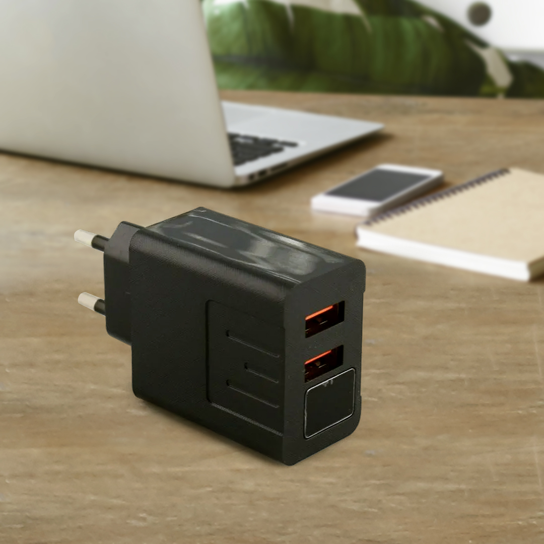 Адаптер на 2 USB з дисплеєм та підтримкою fast charge, CX QC03