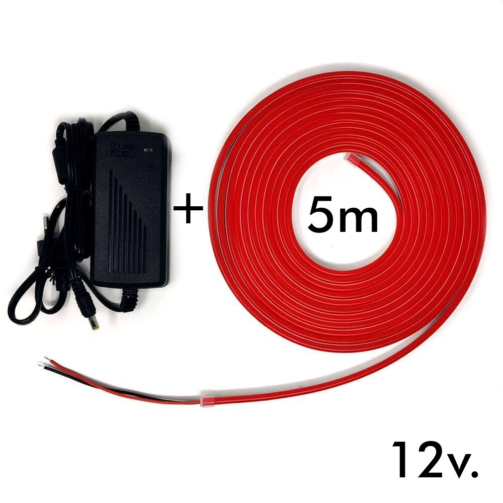 Стрічка Силіконова LED NEON ЧЕРВОНА 5M RED 12V-220V — 2