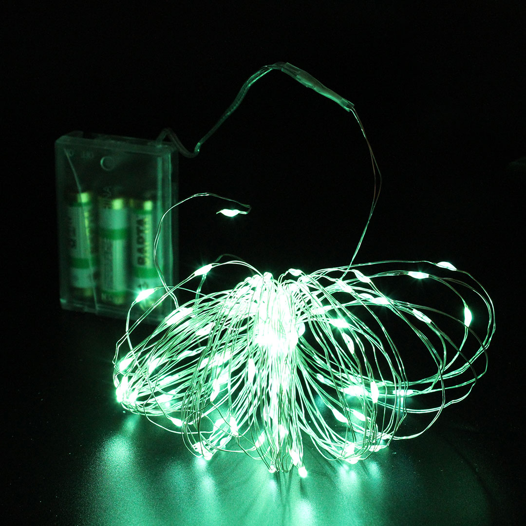 Xmas гірлянд 100 Led (Copper) на мідному дроті (Крапля роси) G Зелена працює від батарейок+USB